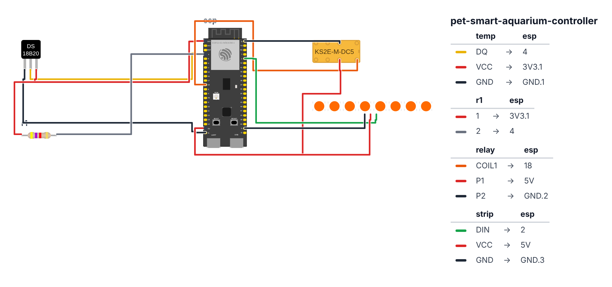 Wiring for Smart Aquarium Controller