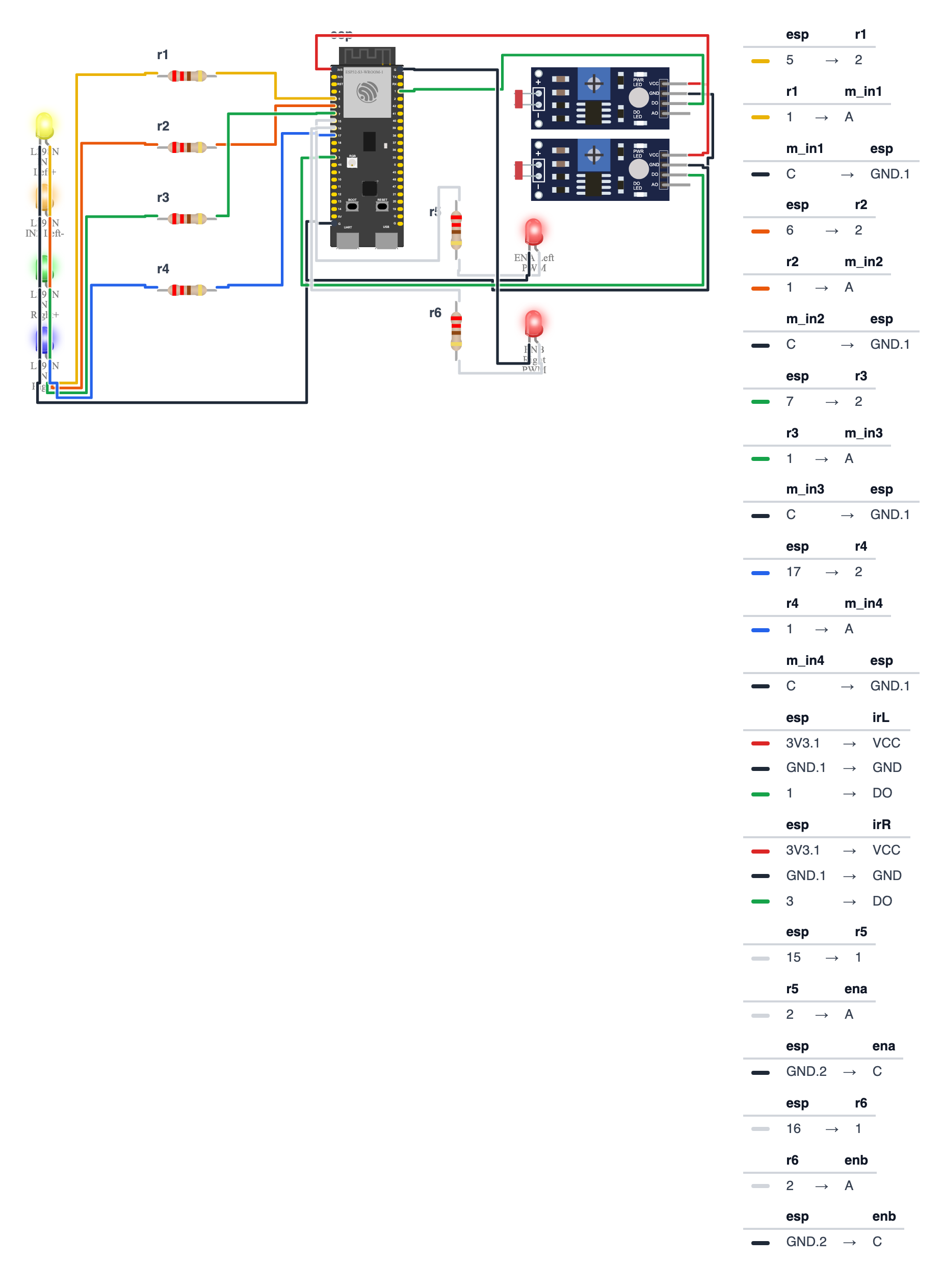 Wiring for Line Follower Robot — ESP32 Tracks Black Tape